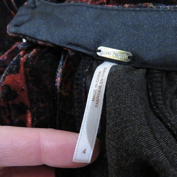 FREE PEOPLE Onyx Red Velvet Cut Out Romper Goth Whimsigoth Morticia Friends Sz 4 - Picture 13 of 13